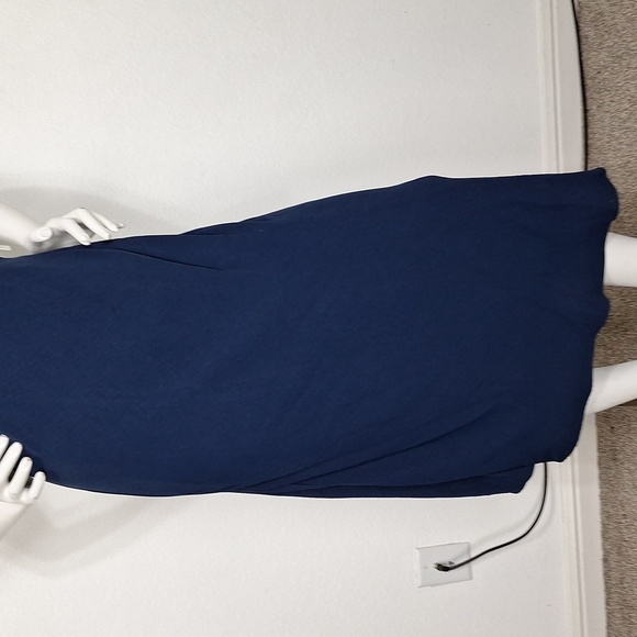 Tahari NEW Minimalist Navy Blue Babydoll V-Neck Lagenlook Cocktail Maxi Dress S - Picture 3 of 13